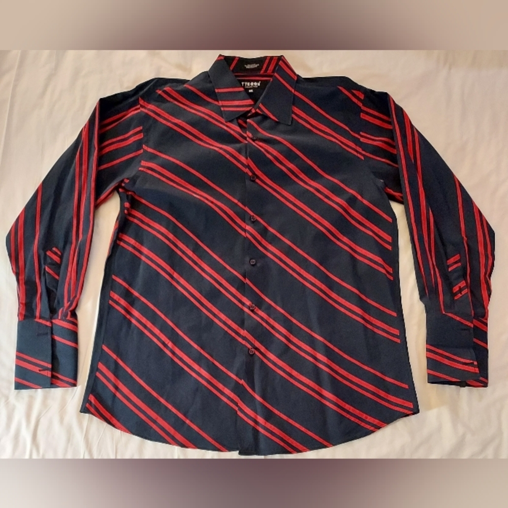 Tycoon Collection Black w/Red Stripes 100% Cotton Long Sleeve Men's XXLarge
